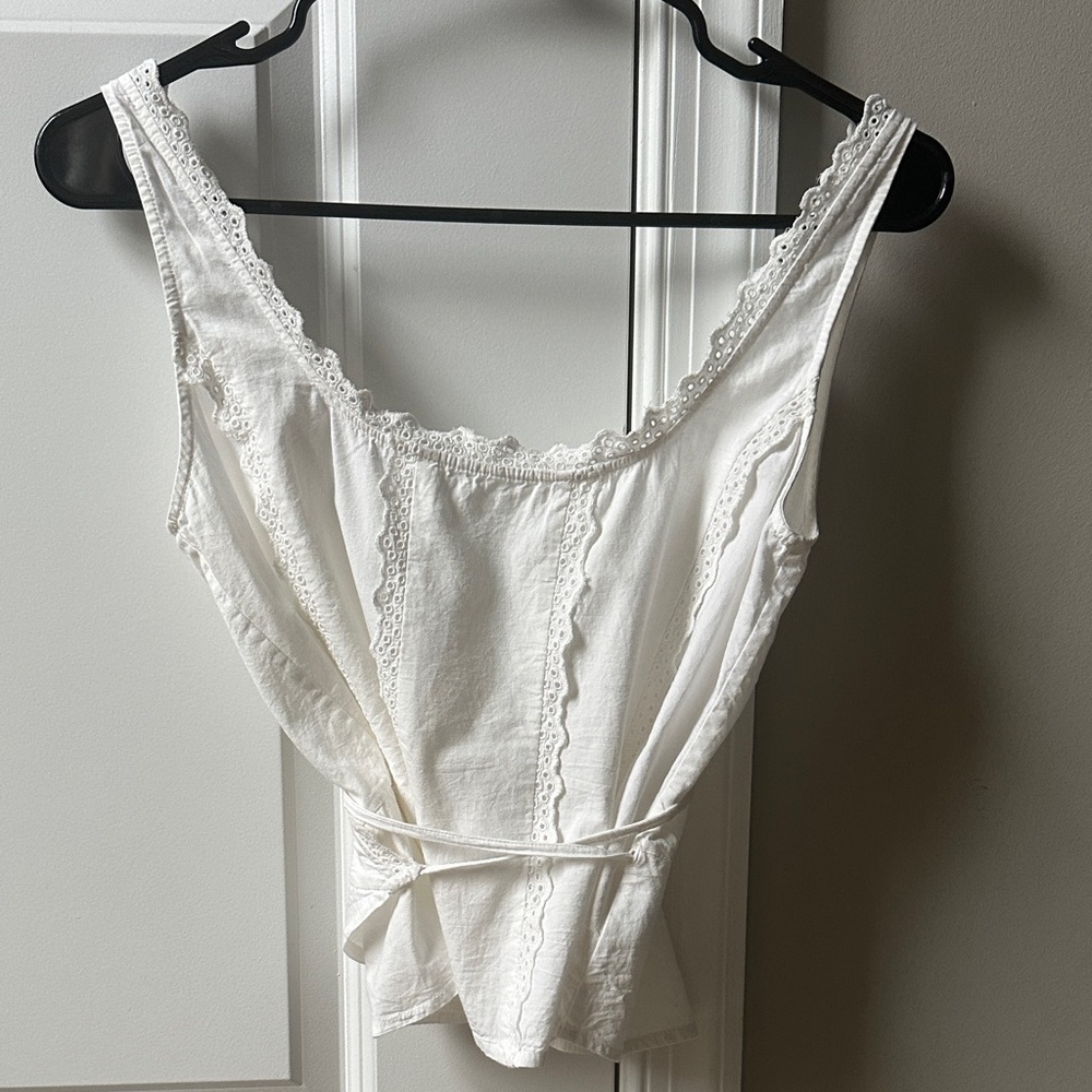 Rouje White Lace Trim Top